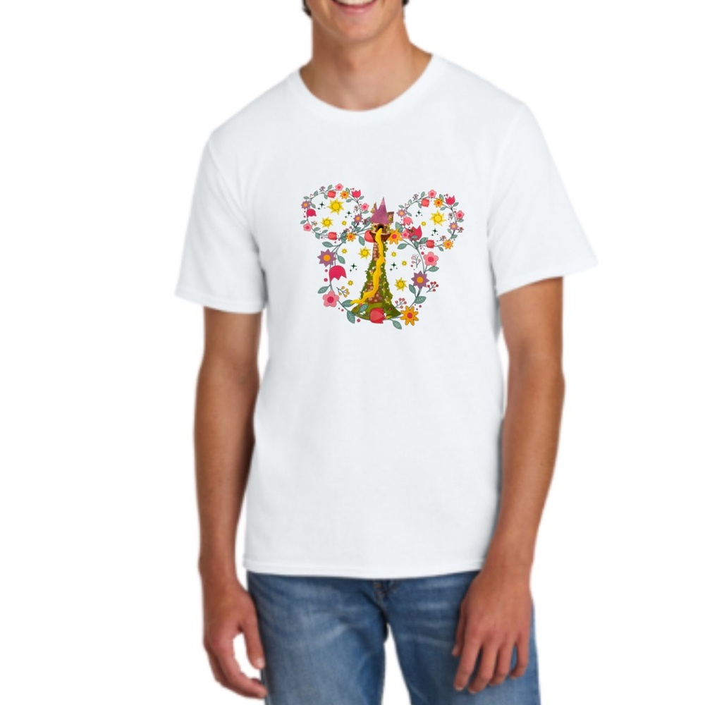 NEW White T-Shirt withTangled Disney Mouse ears Rapunzel Graphic